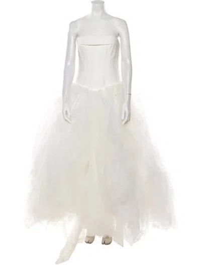 Pre-owned Vera Wang Strapless Long Dress In Neutral