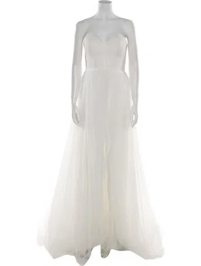 Pre-owned Vera Wang Strapless Long Dress In Neutral
