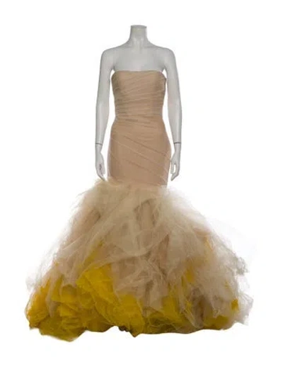 Pre-owned Vera Wang Strapless Long Dress In Neutral