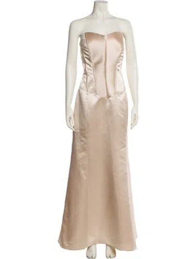 Pre-owned Vera Wang Strapless Long Dress In Neutral