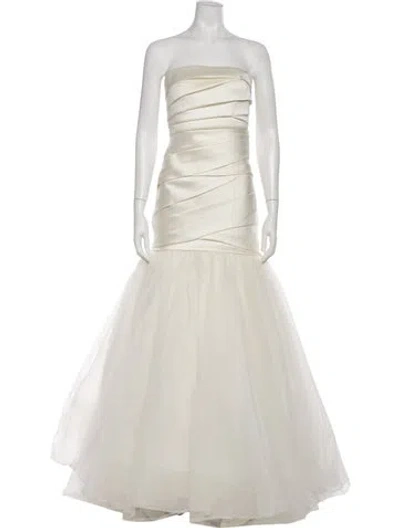 Pre-owned Vera Wang Strapless Long Dress In Neutral