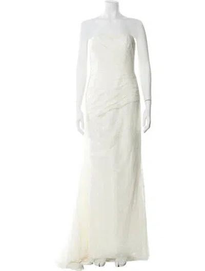 Pre-owned Vera Wang Strapless Long Dress In Neutral