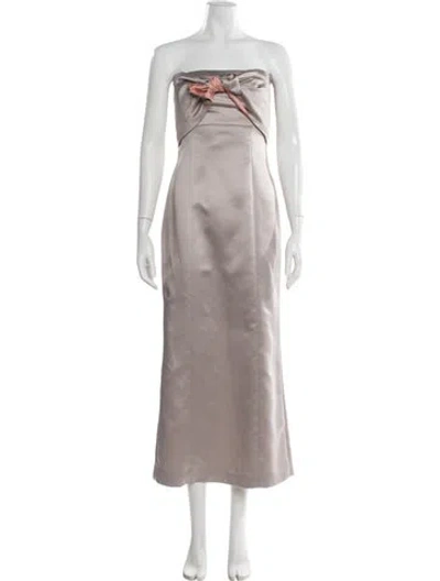 Pre-owned Vera Wang Strapless Long Dress In Neutral
