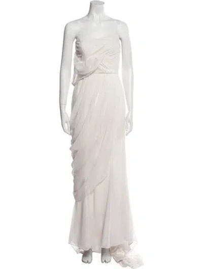 Pre-owned Vera Wang Strapless Long Dress In Neutral