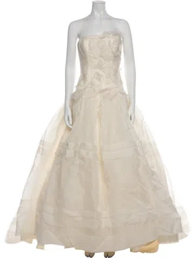 Pre-owned Vera Wang Strapless Long Dress In Neutral
