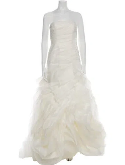 Pre-owned Vera Wang Strapless Long Dress In Neutral