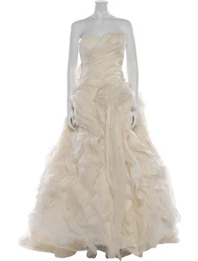 Pre-owned Vera Wang Strapless Long Dress In Neutral