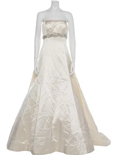 Pre-owned Vera Wang Strapless Long Dress In Neutrals