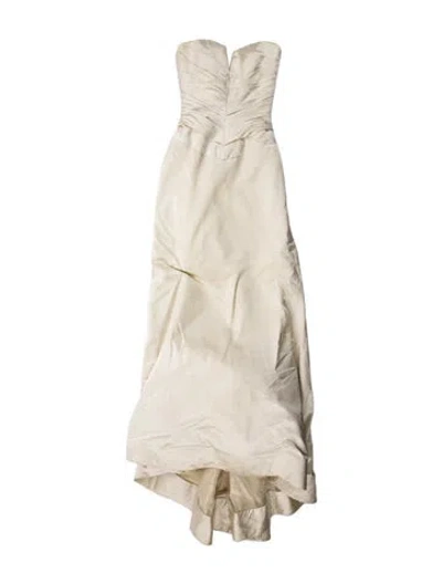 Pre-owned Vera Wang Strapless Long Dress In White