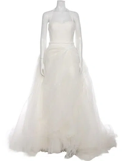 Pre-owned Vera Wang Strapless Long Dress In White