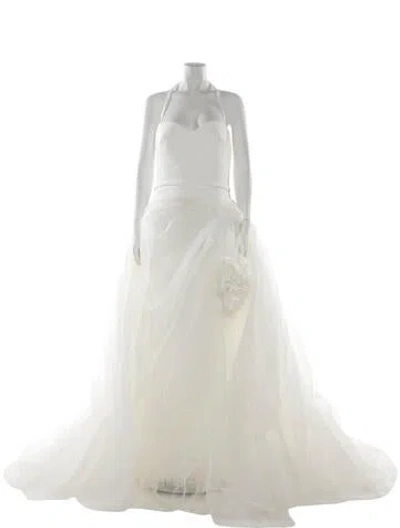 Pre-owned Vera Wang Strapless Long Dress In White