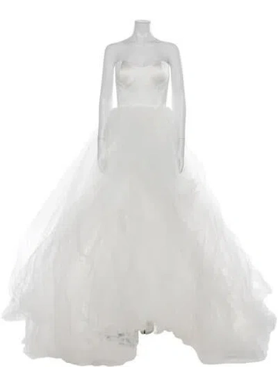 Pre-owned Vera Wang Strapless Long Dress In White