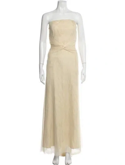Pre-owned Vera Wang Strapless Long Dress In Yellow