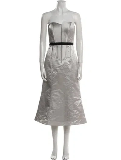 Pre-owned Vera Wang Strapless Midi Length Dress In Gray