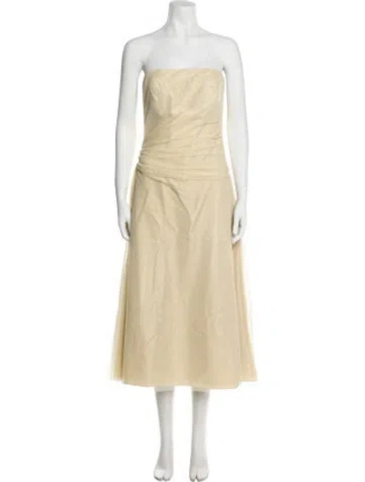 Pre-owned Vera Wang Strapless Midi Length Dress In Neutral