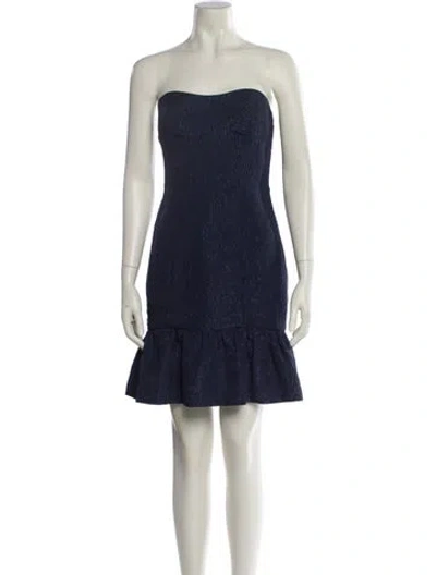 Pre-owned Vera Wang Strapless Mini Dress In Blue