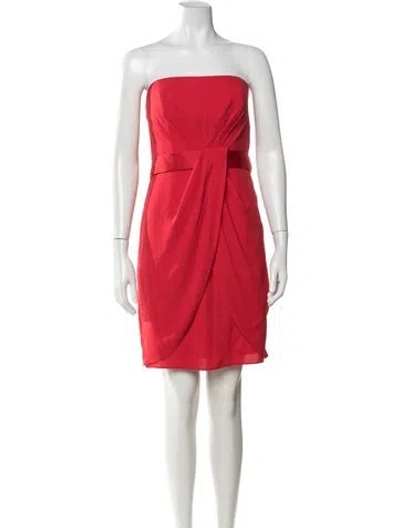 Pre-owned Vera Wang Strapless Mini Dress In Red