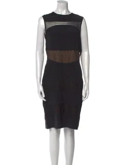 Pre-owned Vera Wang Striped Knee-length Dress In Black