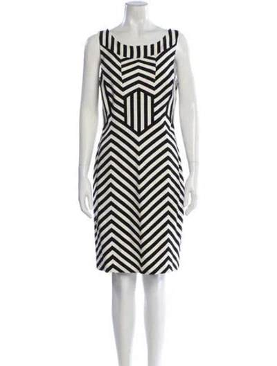 Pre-owned Vera Wang Striped Knee-length Dress W/ Tags In Black