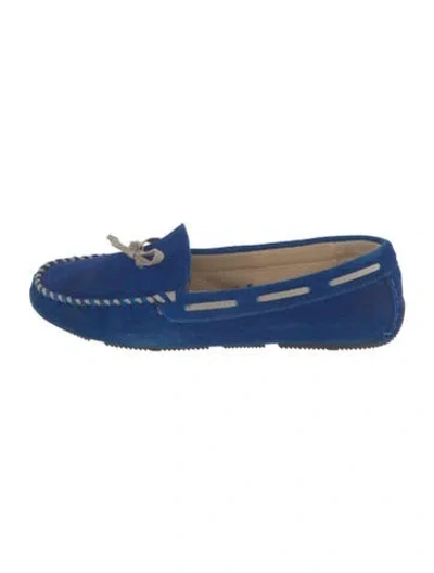 Pre-owned Vera Wang Suede Bow Accents Moccasins In Blue