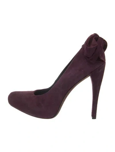 Pre-owned Vera Wang Suede Bow Accents Pumps In Purple