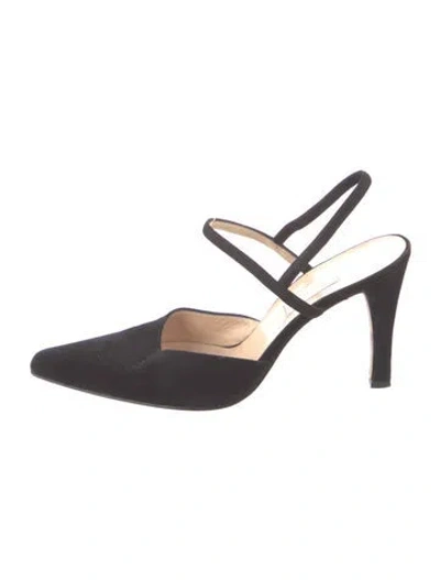 Pre-owned Vera Wang Suede Slingback Pumps In Black