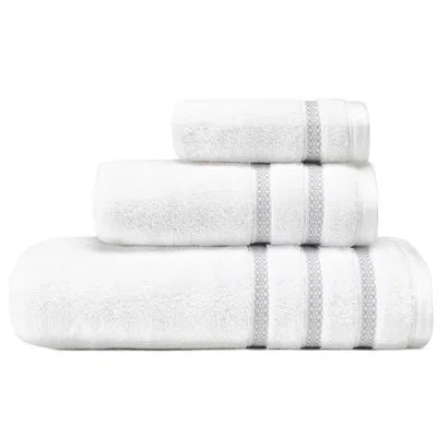 Vera Wang Textured Trellis 3 Piece 100% Cotton Towel Set In Gray