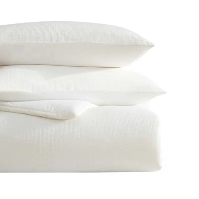 Vera Wang Threaded Basketweave Cotton 3 Piece Comforter Set, King In Neutral