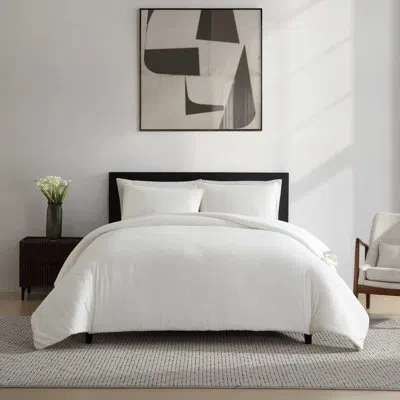 Vera Wang Threaded Basketweave Cotton White Comforter Set In White;tan