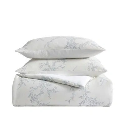 Vera Wang Trailing Vines Cotton Reversible Beige Duvet Cover Set In Gray;beige