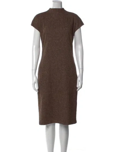 Pre-owned Vera Wang Tweed Pattern Knee-length Dress In Brown