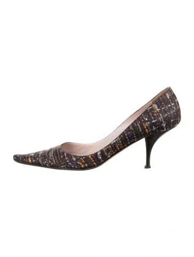 Pre-owned Vera Wang Tweed Pattern Pumps In Brown