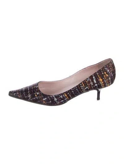 Pre-owned Vera Wang Tweed Pattern Pumps In Purple