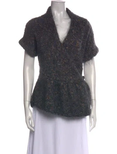 Pre-owned Vera Wang Tweed Pattern V-neck Sweater In Multi