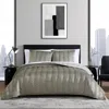 Vera Wang Velvet Linear Stitch 3 Piece Quilt Set, Queen In Silver Leaf