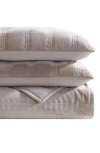 Vera Wang Velvet Linear Stitch Quilt Set In French Clay