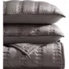 Vera Wang Velvet Linear Stitch Quilt Set In Plum Brown