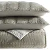 Vera Wang Velvet Linear Stitch Quilt Set In Silver Leaf
