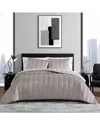 Vera Wang Velvet Linear Stitch Reversible Quilt Set In Gray