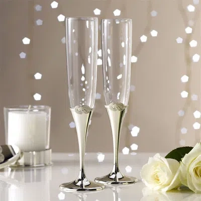 Vera Wang Vera Infinity Glass Flute In Silver;clear