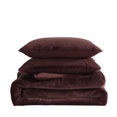Vera Wang Vera Want Signature Solid Faux Fur 3 Piece Comforter Set, King In Dark Red