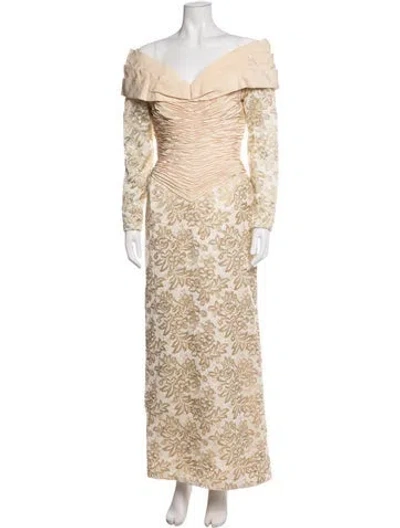 Pre-owned Vera Wang Vintage Long Dress In Neutrals