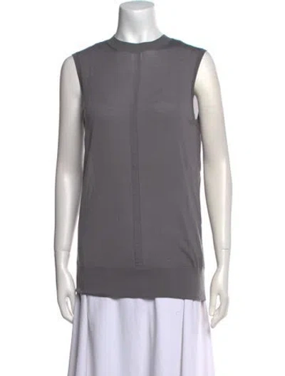 Pre-owned Vera Wang Virgin Wool Crew Neck Top In Gray