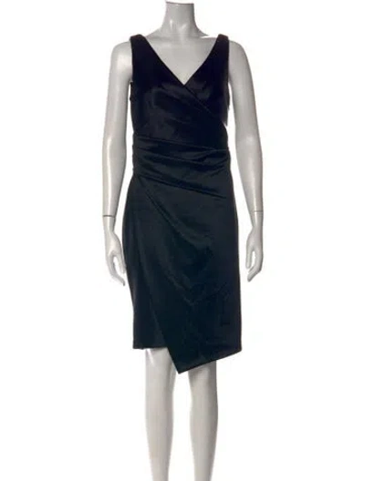 Pre-owned Vera Wang V-neck Knee-length Dress In Blue