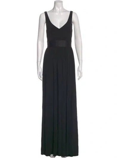 Pre-owned Vera Wang V-neck Long Dress In Black