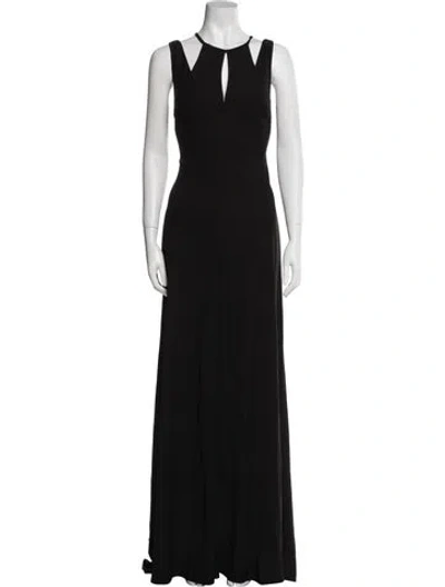 Pre-owned Vera Wang V-neck Long Dress In Black