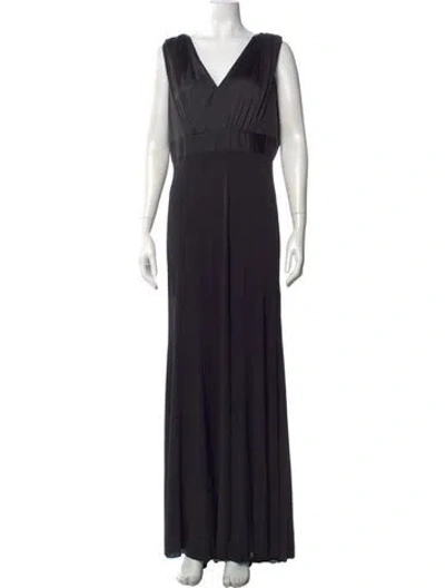 Pre-owned Vera Wang V-neck Long Dress In Black