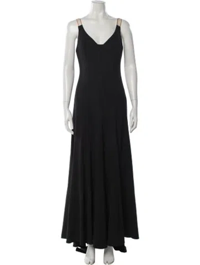 Pre-owned Vera Wang V-neck Long Dress In Black