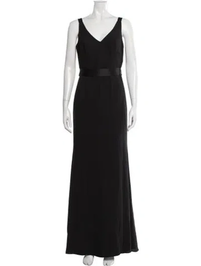 Pre-owned Vera Wang V-neck Long Dress In Black