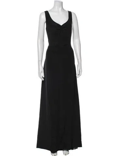 Pre-owned Vera Wang V-neck Long Dress In Black